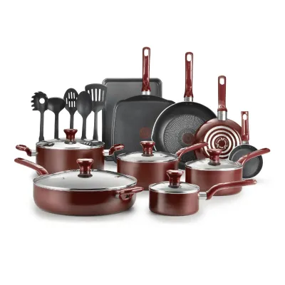 T-fal 20PCS Easy Care Dishwasher Safe Nonstick Cookware Set DISHWASHER AND OVEN SAFE: Up to 350°F