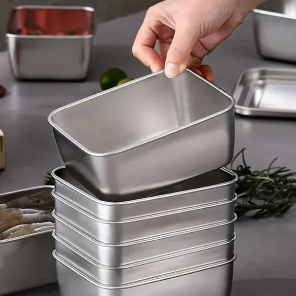 Stainless Steel Food Storage Serving Trays Rectangle Sausage Noodles Fruit Dish with Cover Home Kitchen Organizers Food Container Stainless Steel Food Storage Serving Trays Rectangle Sausage Noodles Fruit Dish with Cover Home Kitchen Organizers Food Container