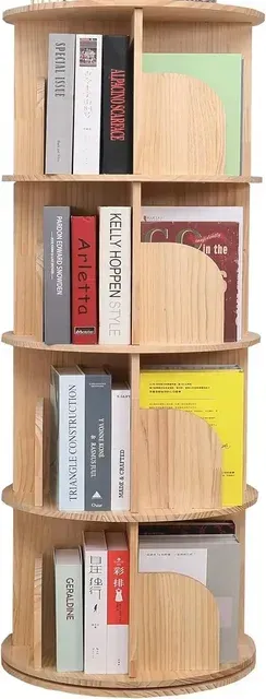 FDHUIJIA Rotating Bookshelf 360 Display Floor Standing Bookcase Storage Rack for Kids&Adults Solid Wood Book Shelf (2tier) FDHUIJIA Rotating Bookshelf 360 Display Floor Standing Bookcase Storage Rack for Kids&Adults Solid Wood Book Shelf (2tier)
