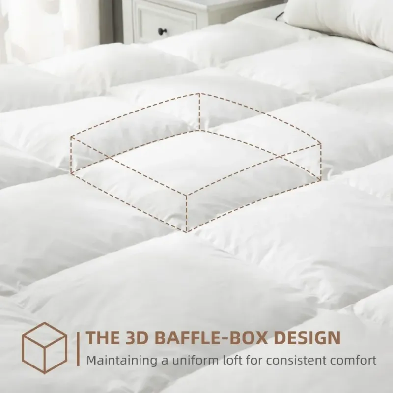 8 Corner Tabs 90 Bed Comforters 55oz Fill Weight Sleeping Bag Winter Double Duvet Sets Baffle Box Design Goose Down Comforter