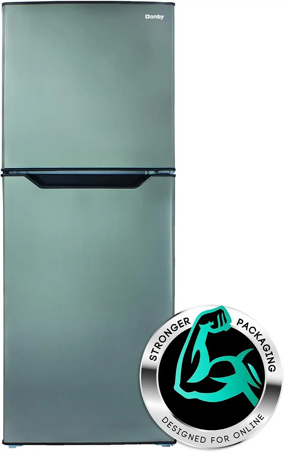 7.0 Cu.Ft. Mid-Size Refrigerator, Frost-Free Apartment Fridge with Top Freezer, E-Star Rated, 7, Black Stainless Look