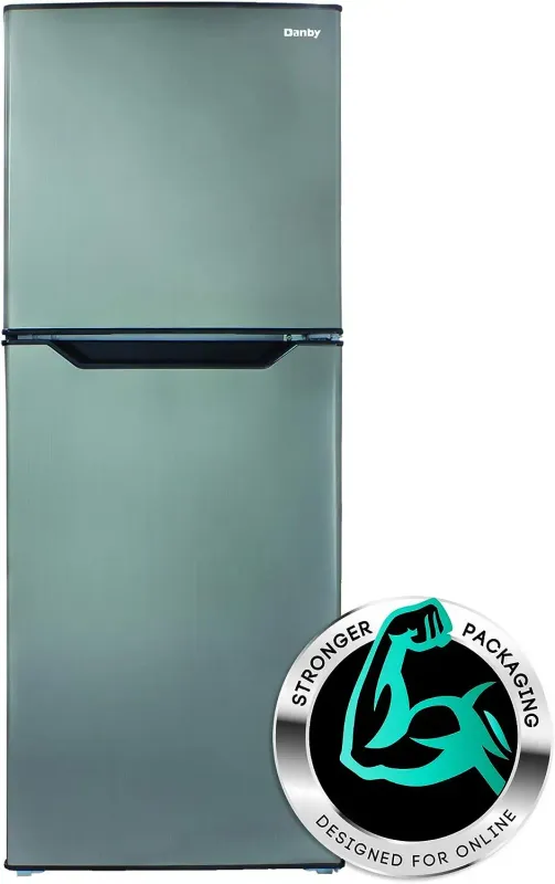 7.0 Cu.Ft. Mid-Size Refrigerator, Frost-Free Apartment Fridge with Top Freezer, E-Star Rated, 7, Black Stainless Look 7.0 Cu.Ft. Mid-Size Refrigerator, Frost-Free Apartment Fridge with Top Freezer, E-Star Rated, 7, Black Stainless Look