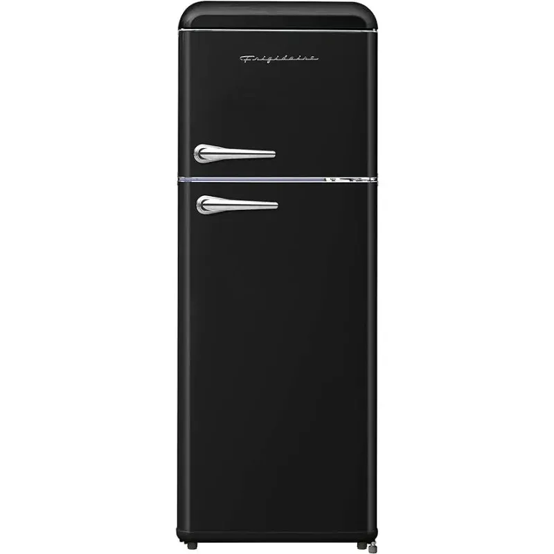 2 Door Apartment Size Retro Refrigerator with Top Freezer, Chrome Handles, 7.5 cu ft, Black 2 Door Apartment Size Retro Refrigerator with Top Freezer, Chrome Handles, 7.5 cu ft, Black