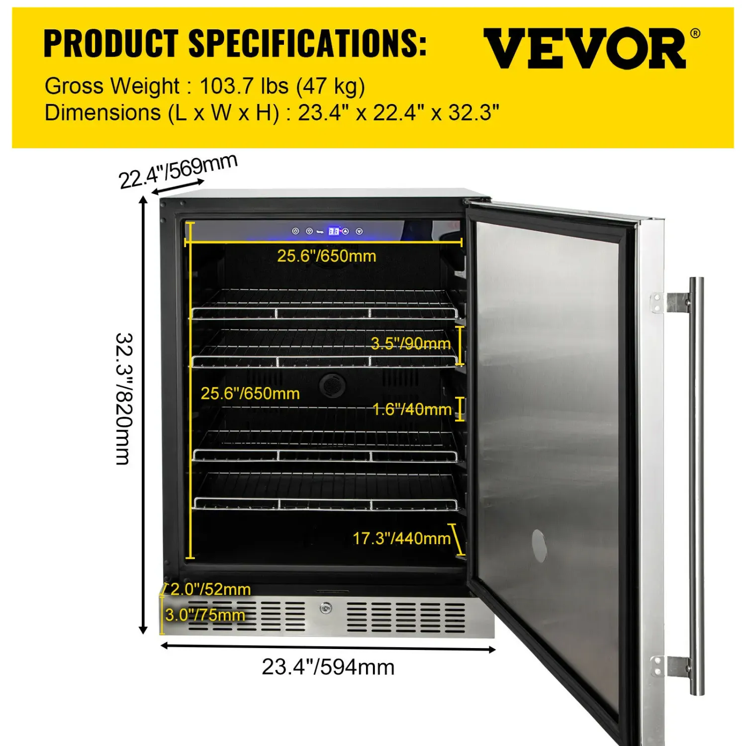 Refrigerator Built-in Under Counter 5.3 cu.ft. VEVOR 150L Stainless Steel Beverage Cooler for Restaurant Bar Cafe Cooling Drink Refrigerator Built-in Under Counter 5.3 cu.ft. VEVOR 150L Stainless Steel Beverage Cooler for Restaurant Bar Cafe Cooling Drink