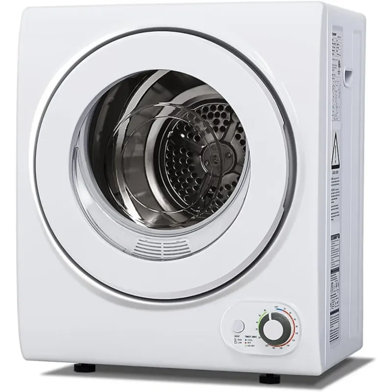 110V Portable Clothes Dryer 850W Compact Laundry Dryers 1.5 cu.ft Front Load Electric Dryers Machine w/Stainless Steel Tub,White