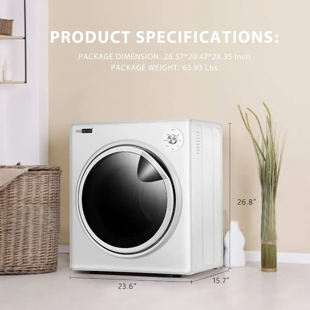 Electric Portable Clothes Dryer, Electric Compact Portable Clothes Laundry Dryer Machine for Apartment 3.5 cu.ft 13lbs, White Electric Portable Clothes Dryer, Electric Compact Portable Clothes Laundry Dryer Machine for Apartment 3.5 cu.ft 13lbs, White