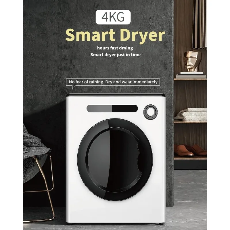 Portable Clothes Dryer Compact,8.8 lbs Load Volume,Auto-Electronic Control panel,Front Load Stainless Steel Tumble