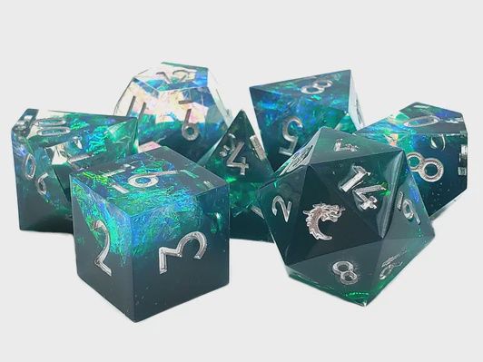 Sharp Edged Dice - Emerald Forest