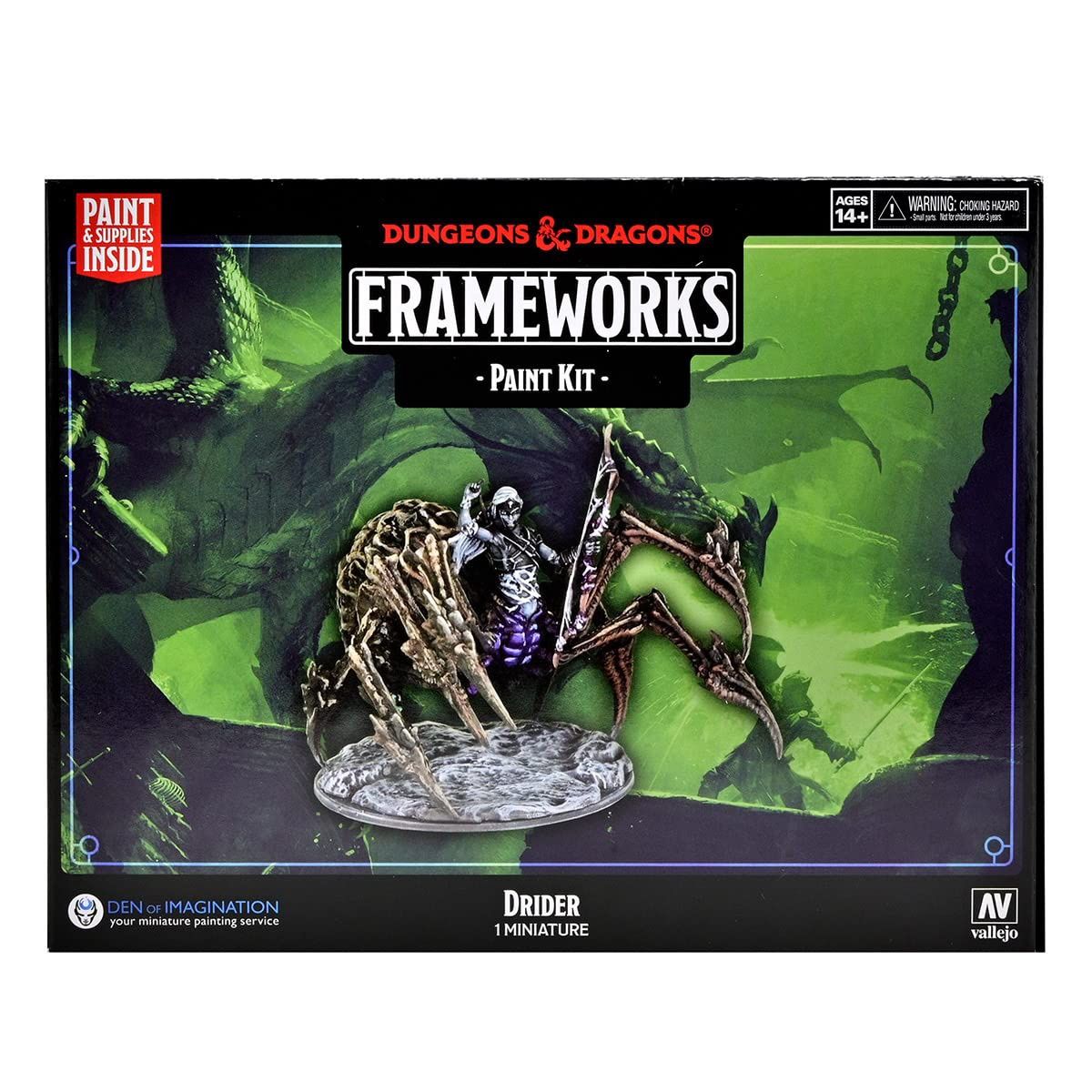 WizKids D&amp;D Frameworks: DRIDER Paint Kit - All-in-One Kit. Unpainted Drider Figure, Paints, and Brushes. Dungeons &amp; Dragons, 1 Count (Pack of 1)
