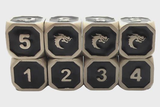 Elven Forged D6 Set- Black w/ Silver
