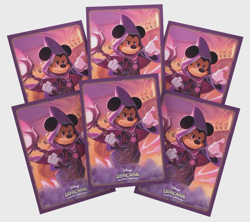 Ravensburger Disney Lorcana TCG Card Sleeves Featuring Mickey Mouse - Wayward Sorcerer | 65 Protective Sleeves for TCG Decks