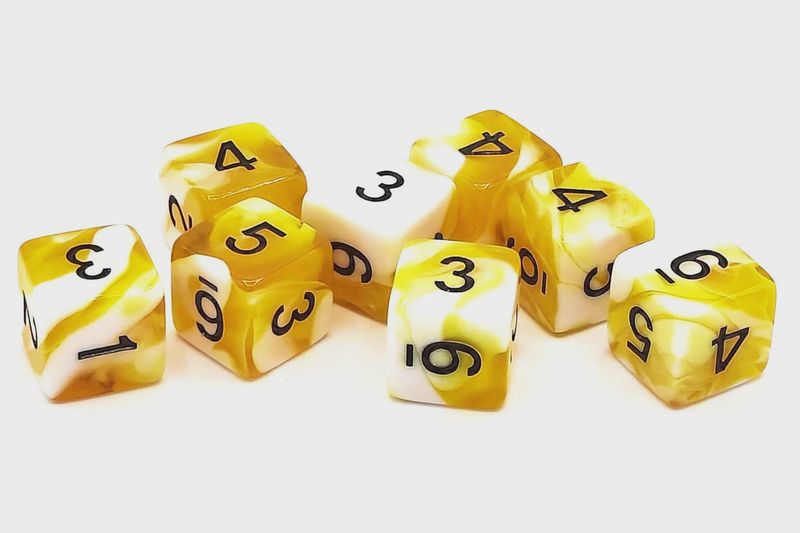 D6 Dice Set: Vorpal - Yellow &amp; White w/ Black
