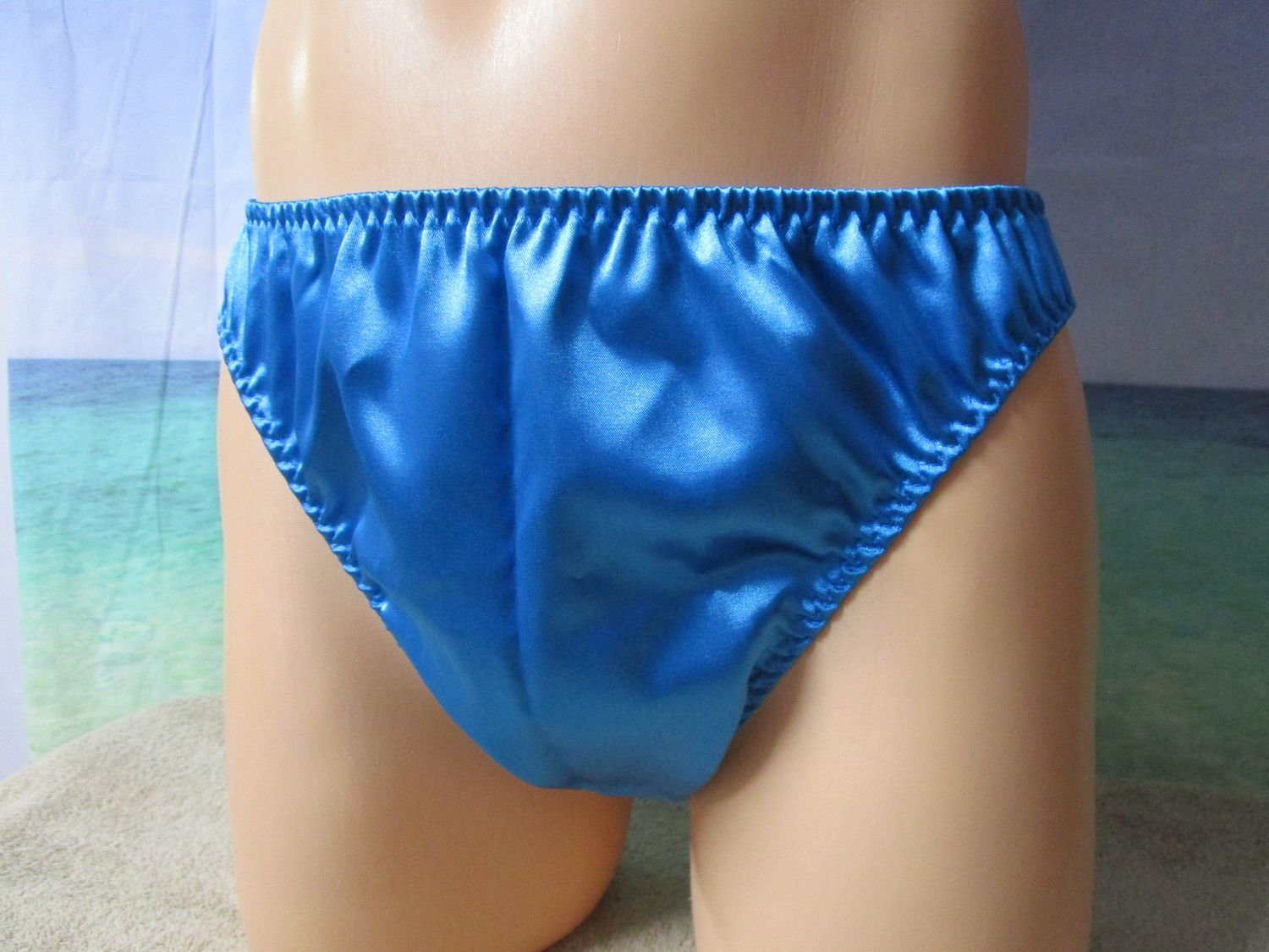 Double Layer Satin Bikini, Full Rear, Medium Man Front