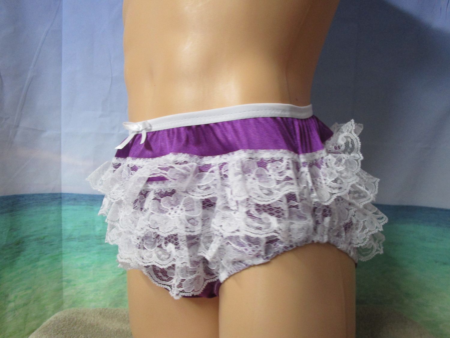 Nylon Tricot Classic Brief, 5&quot; Sides, 2&quot; Lace Front &amp; Butt, FOE Trim
