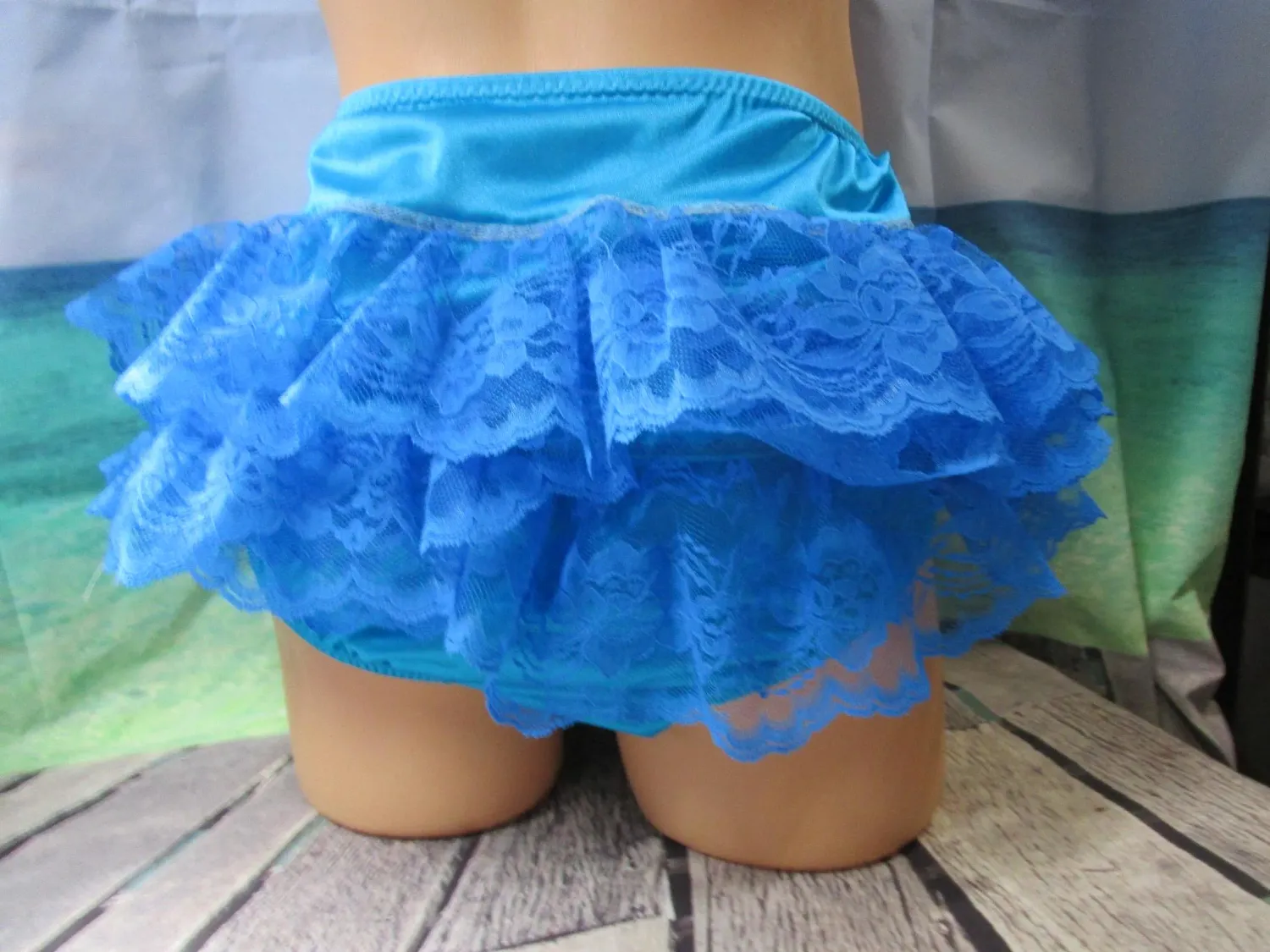 Nylon Tricot Classic Brief, 5&quot; Sides, 3-4&quot; Lace Butt