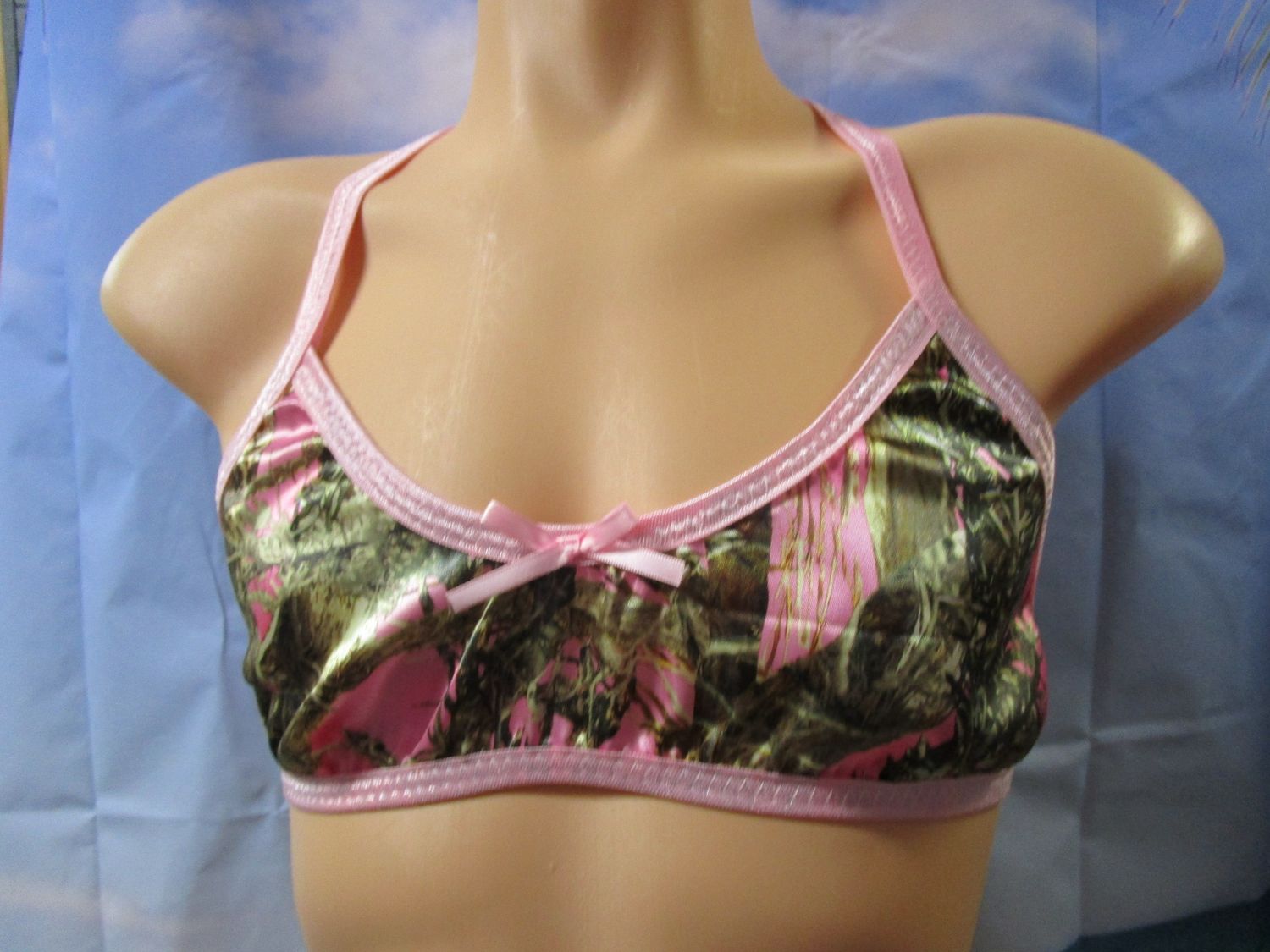 Pink Camo Satin - Training Bra, Fits Size S 32-35&quot; Band