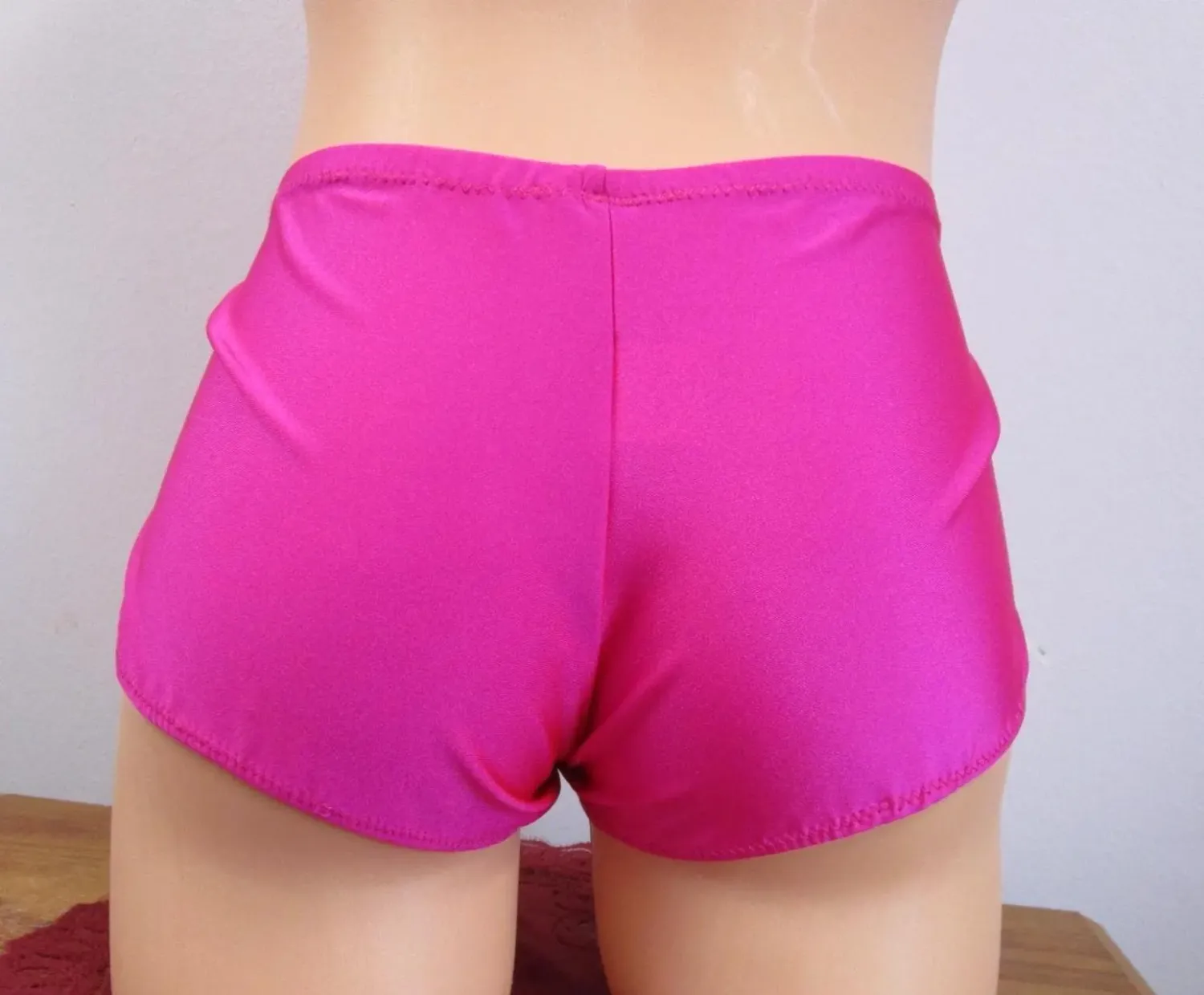 Hot Pink Nylon Spandex Bootie Shorts, Elastic legs Fits Size 32-35&quot; Hips