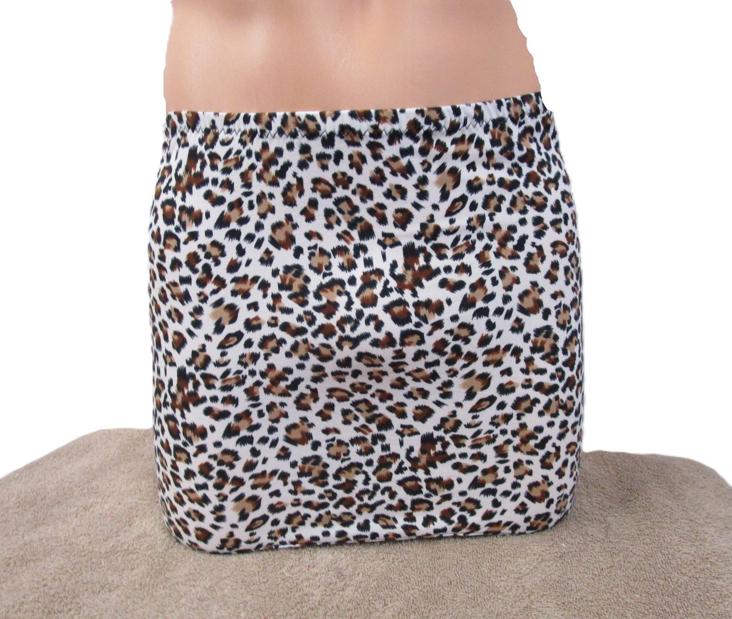 Cheetah Print, Brushed Knit, Micro Mini Skirt, Short Skirt, 12&quot; Length, Size XXS