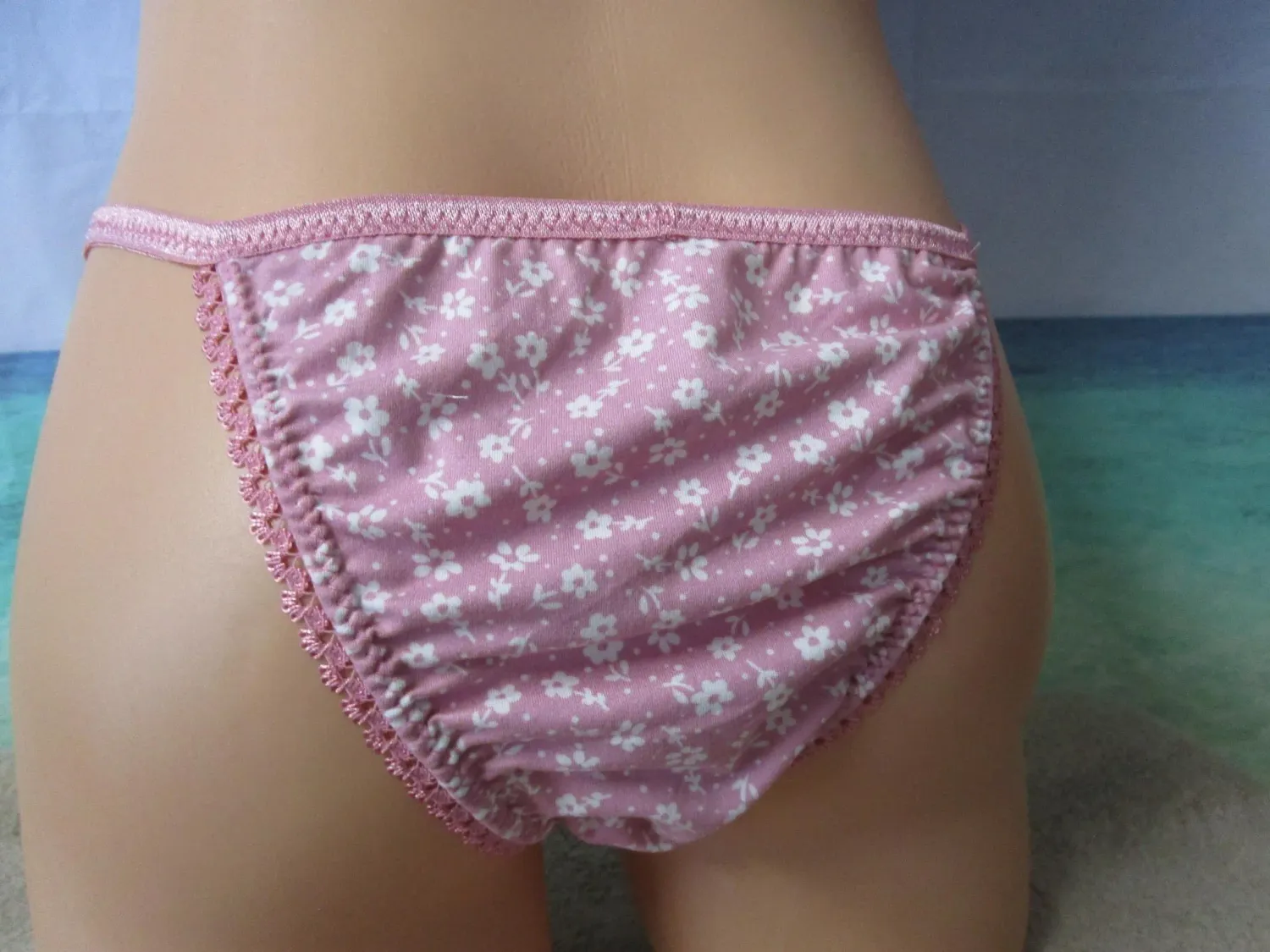 Dusty Rose Brushed Knit Tanga String Bikini Medium Man Front, Size M