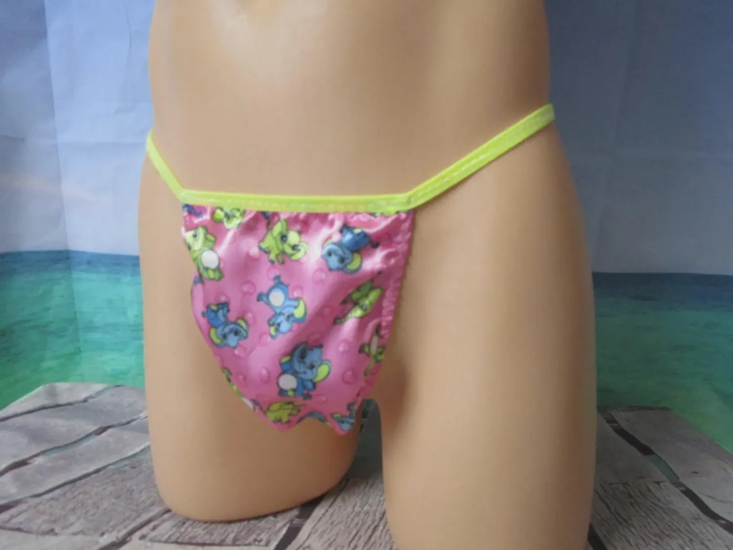 Pink Elephants Satin G-String for Men, Medium Flat Front - Size M 36-39&quot;