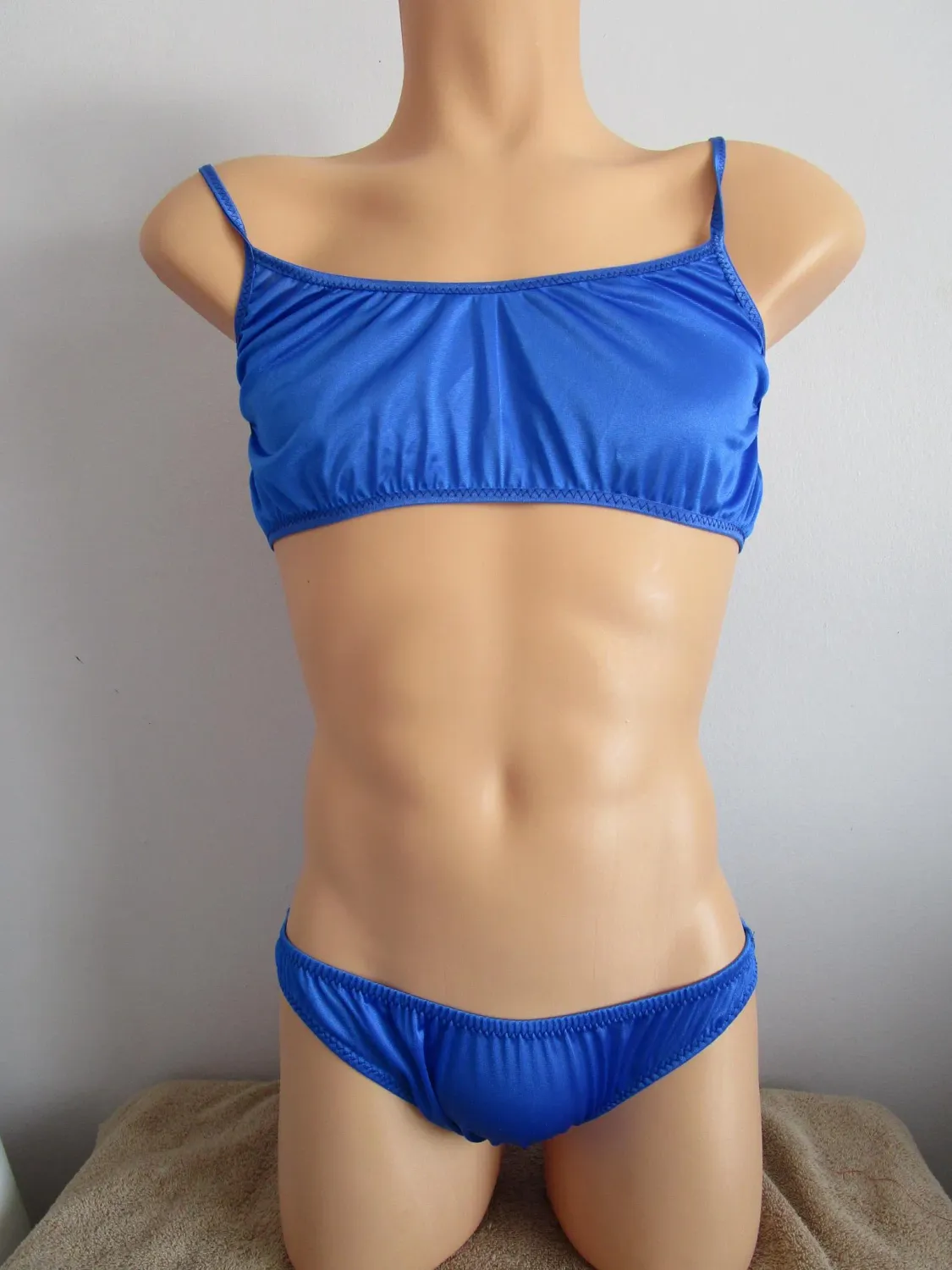 2 pc - Nylon Tricot Slip on Training Bra &amp; Low Cut Bikini, FOE Trim Straps