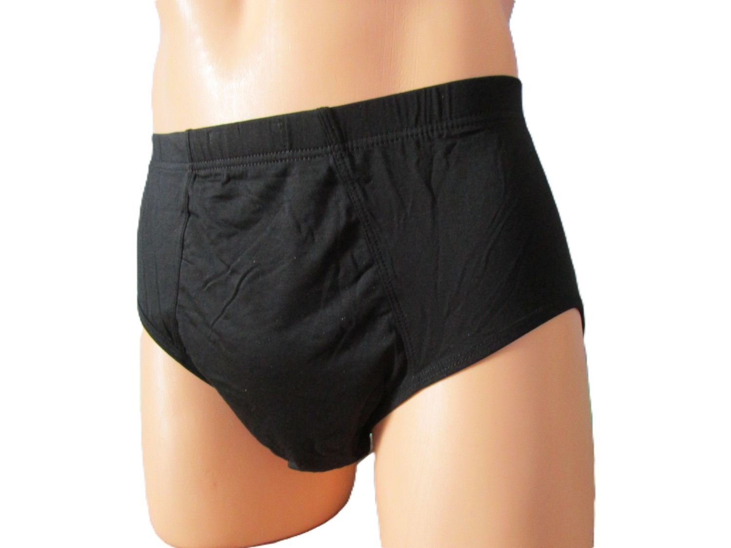 Black Soft, Lightweight Cotton Knit, Lined Front Man Brief