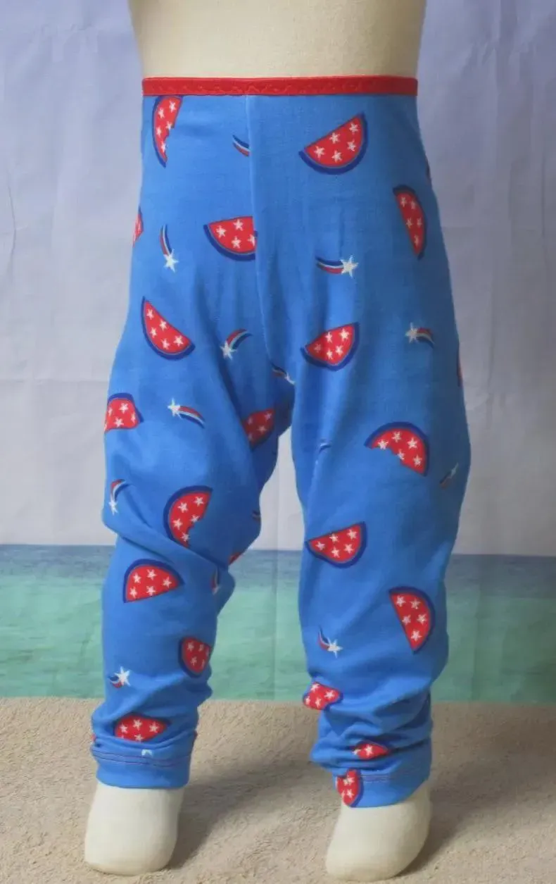 Watermelon Sparkle Cotton Knit Prints, Dance Leggings, Gymnastics, Girls - Size M,