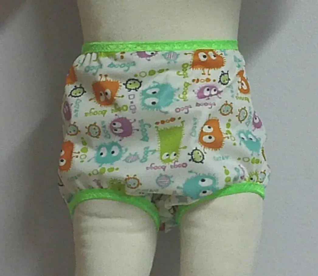 Waterproof Baby Diaper Cover, Ooga Booga Print, Reusable Rubber Pants, Fits Size 3T