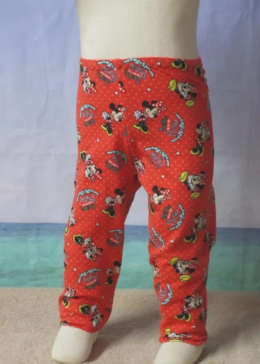 Minnie on Red Cotton Knit Prints, Dance Leggings, Gymnastics, Girls - Size M,