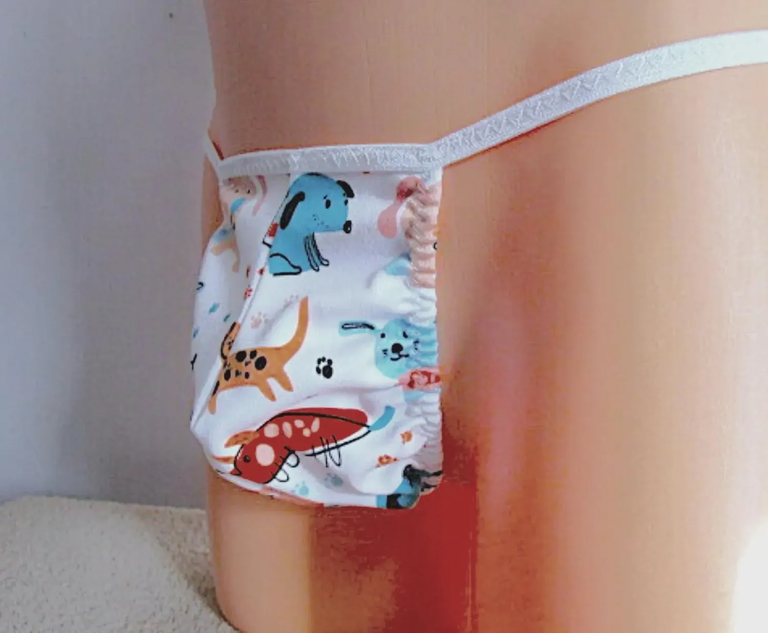 Puppies Cotton Knit G-String for Men, Medium Contoured Front - Hip Size S 32-35&quot;