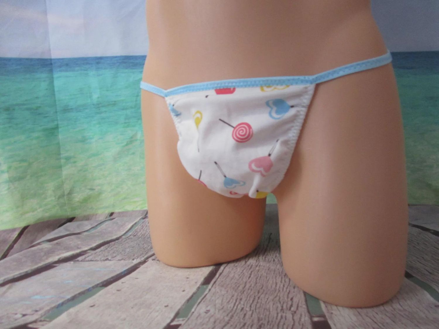 Lollipops Cotton Knit G-String for Men, Medium Flat Front - Size L 40-43&quot;
