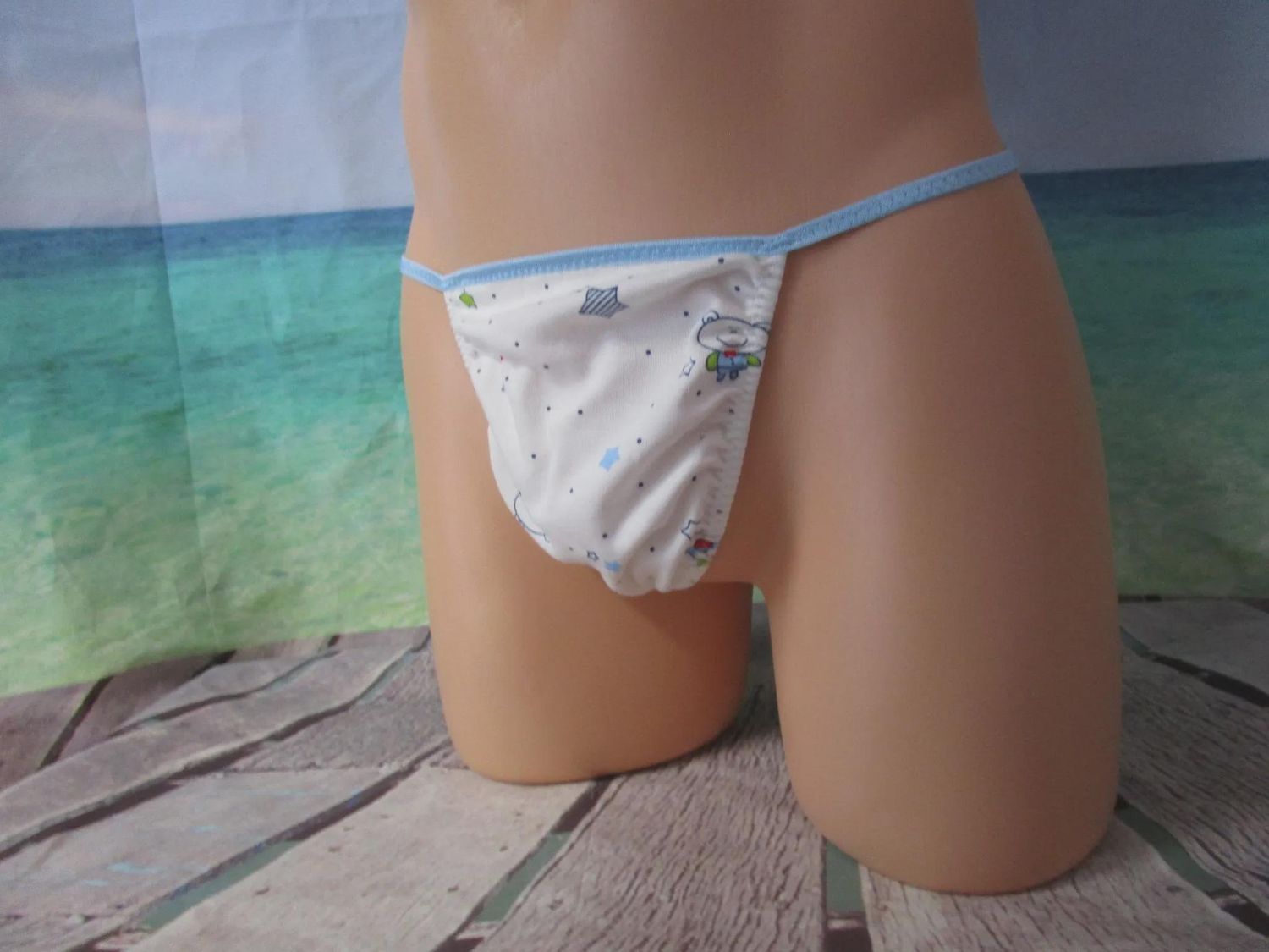 Space Bears Cotton Knit G-String for Men, Medium Flat Front - Size M 36-39&quot;