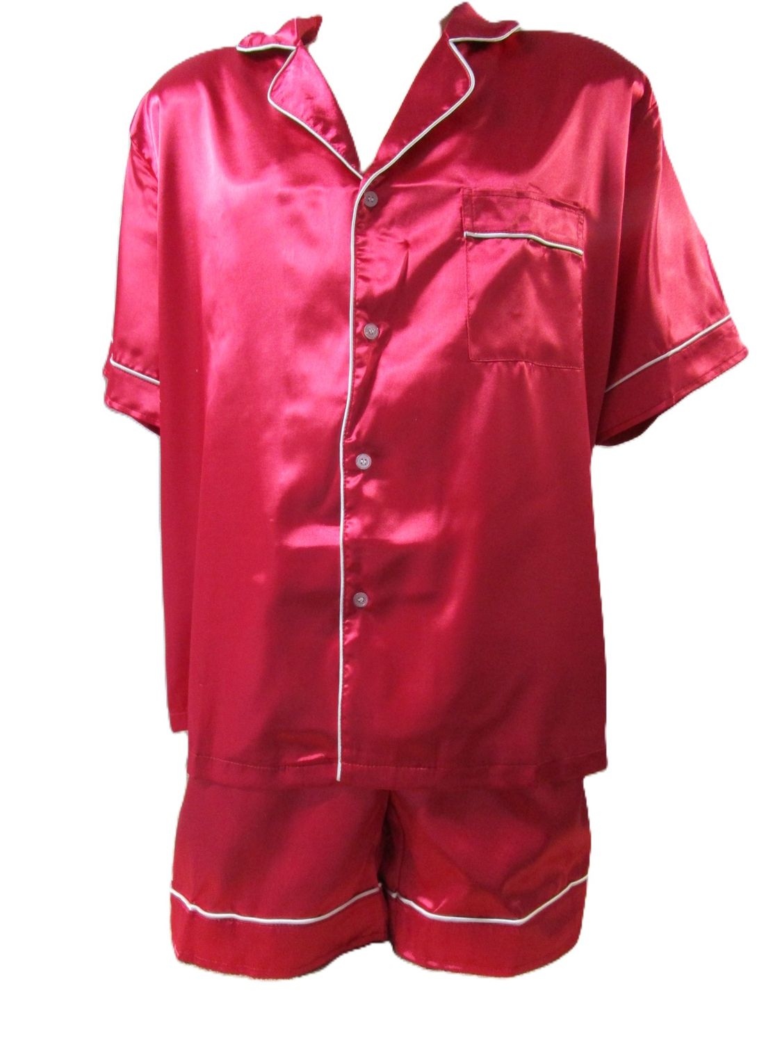 Silky Satin Men&#39;s Pajamas, Button Down Top and Boxer Shorts Set