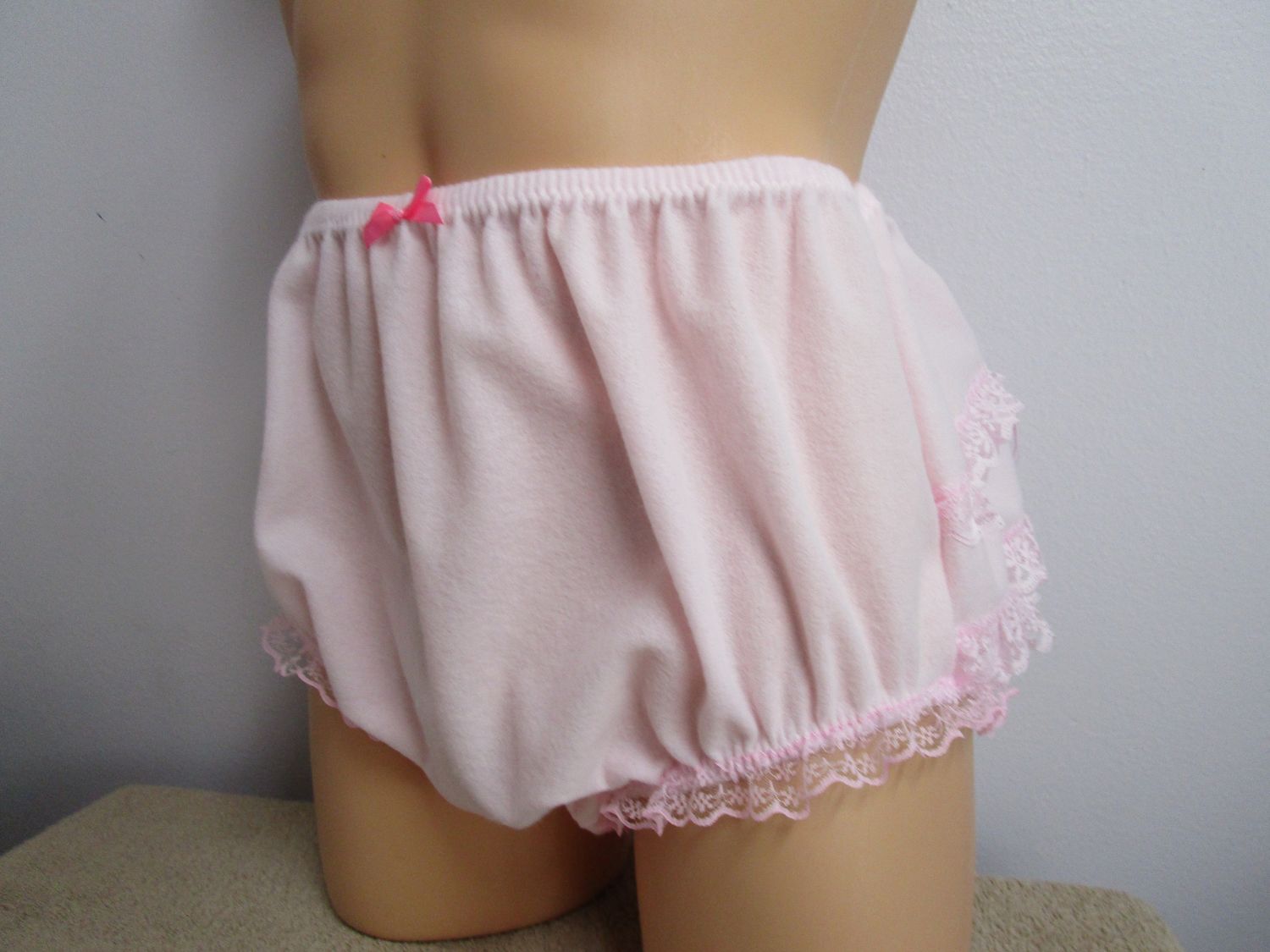 Brushed Tricot Sissy-Style, 8&quot; High Waisted Panties, Lace Legs