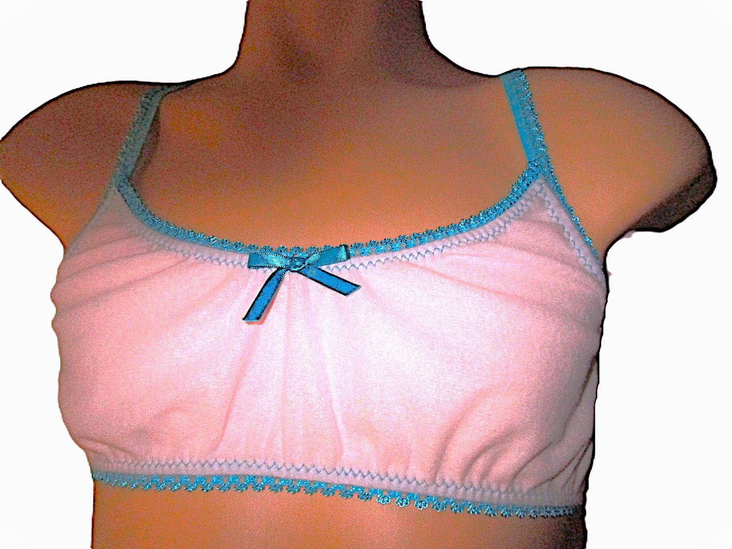 Brushed Tricot Training Bra, Medium Man Front, Picot Trim