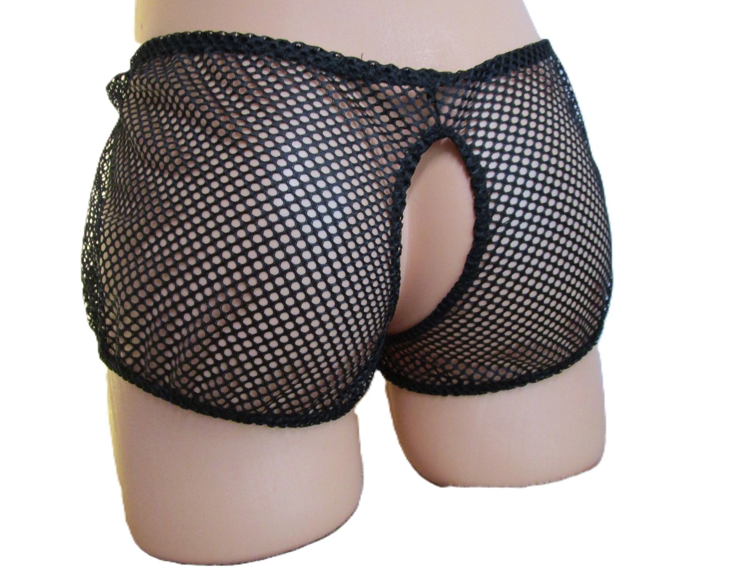 Athletic Nylon Medium Hole Mesh, Crotchless Men&#39;s Boy Cut Shorts, 2&quot;Inseam.