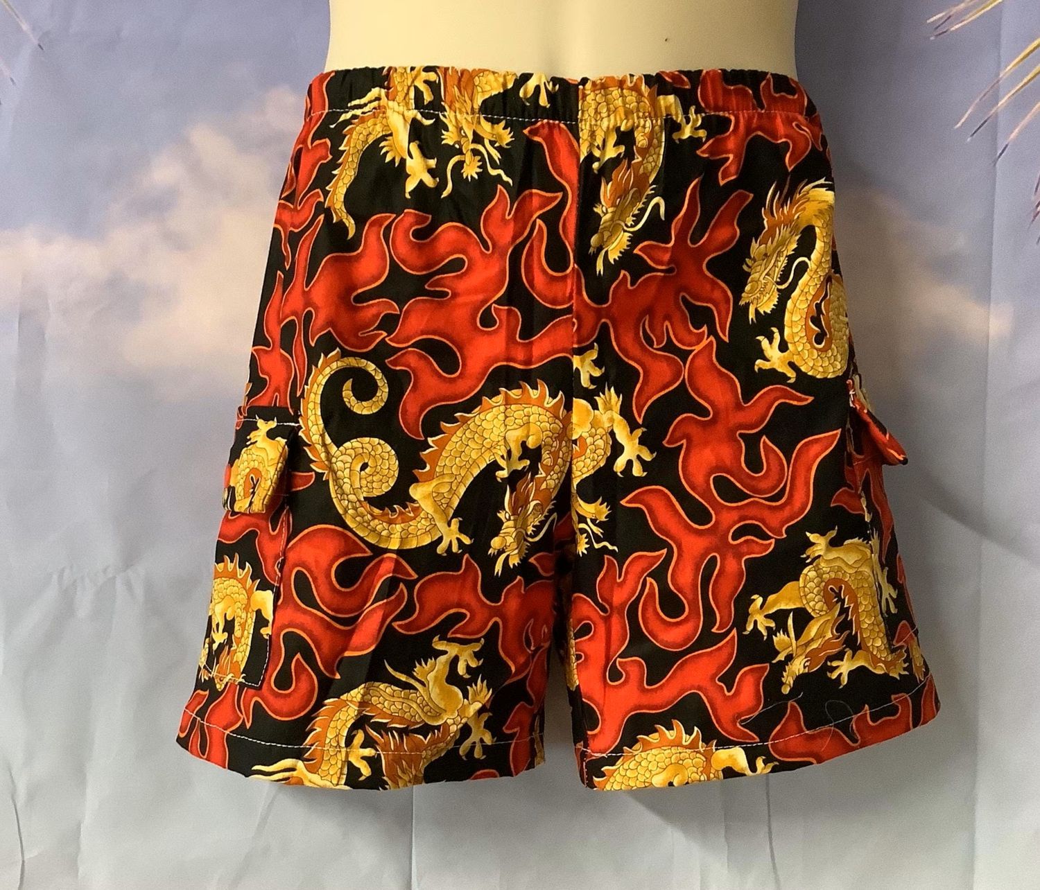 Childrens Juvenile Cotton Prints Cargo 2 pocket Shorts, 4&quot; Inseam