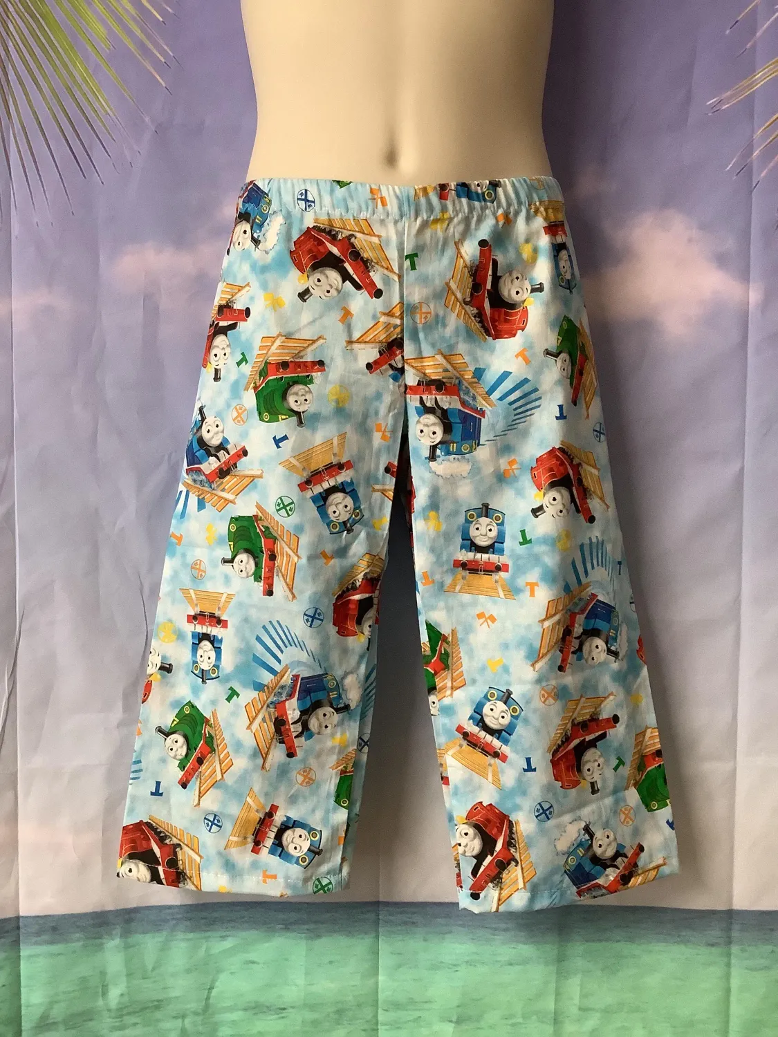 Train Prints, Juvenile Cotton  Pants Fits 18-23&quot; waist, 15.5&quot; inseam