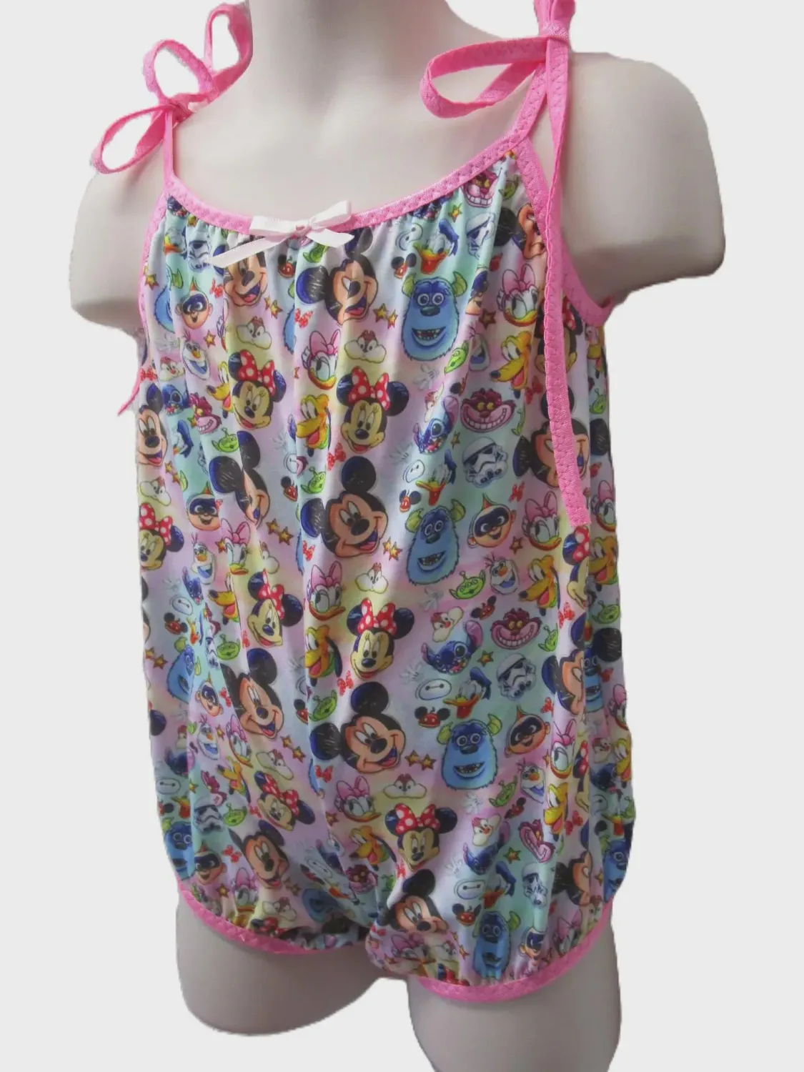 Size 3T Cartoon Faces Brushed Knit Bubble Romper, Ready to Ship