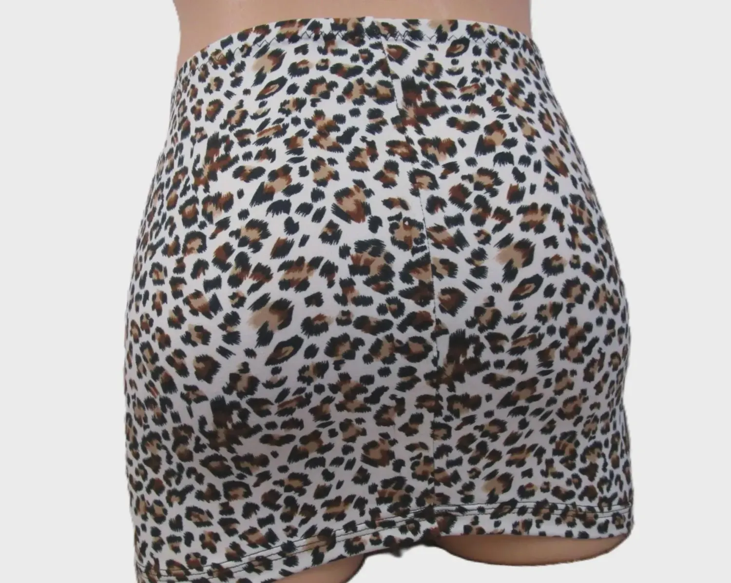 Cheetah Print, Brushed Knit, Micro Mini Skirt, Very Short Skirt, 12&quot; Long, Size XXS