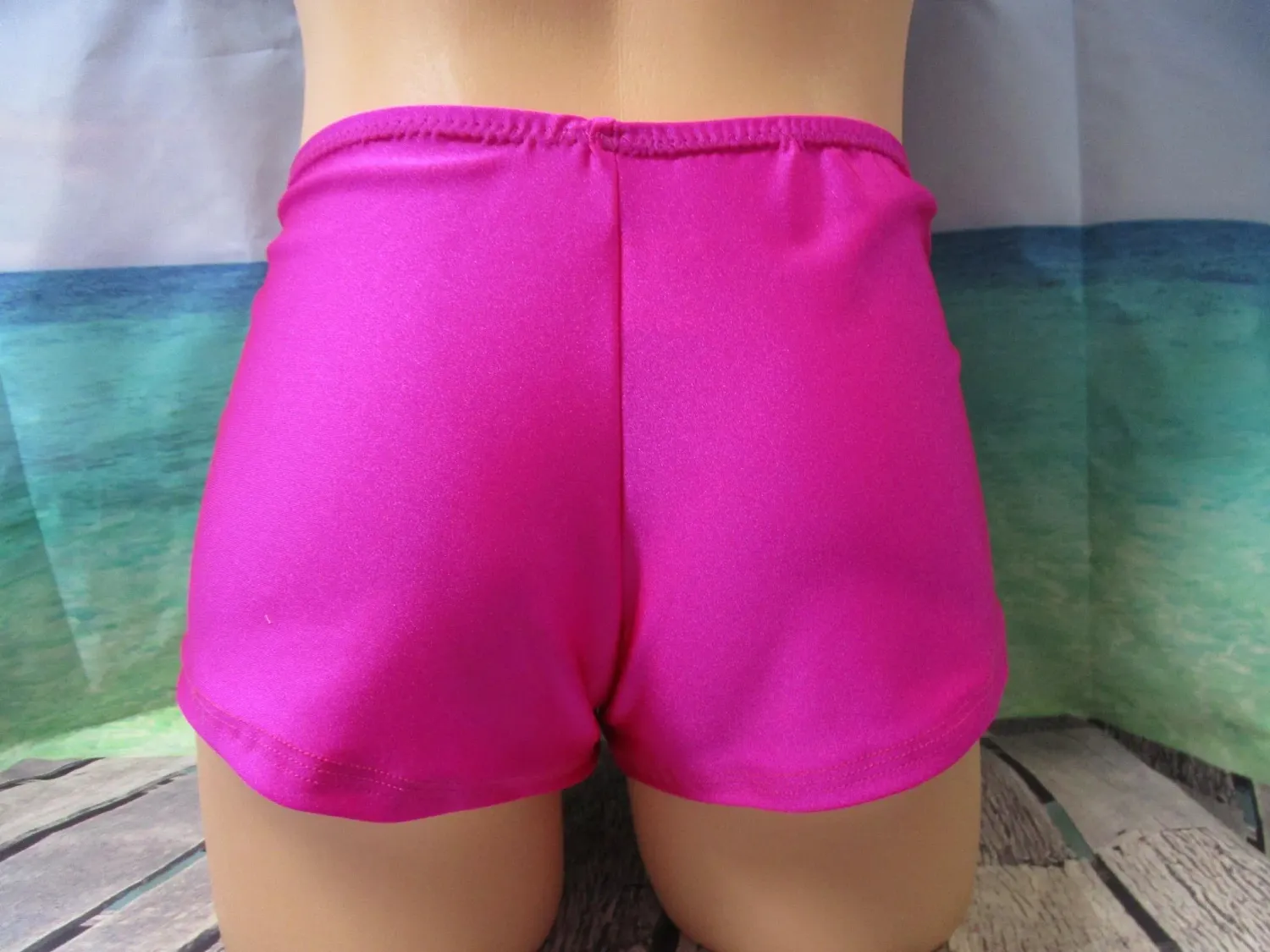 Brushed Knit Boy Cut Shorts 8&quot; Sides, Medium Man Front, Flat Hem Legs
