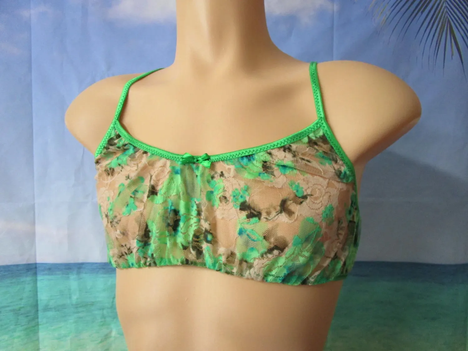 Lace Floral Prints Training Bra, Flat Front Bralette, FOE Trim