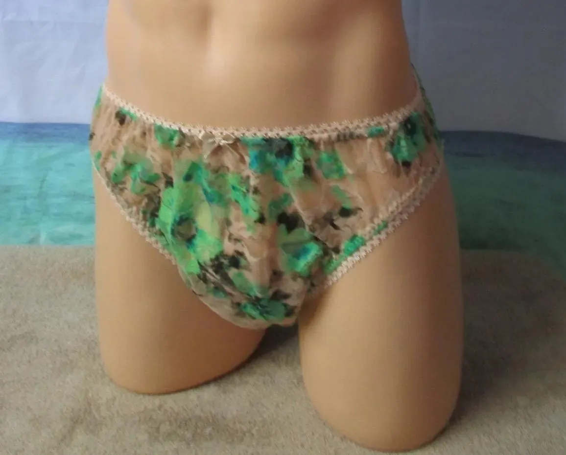 Lace Floral Prints French Cut High Leg Panty Picot Trim, Bow