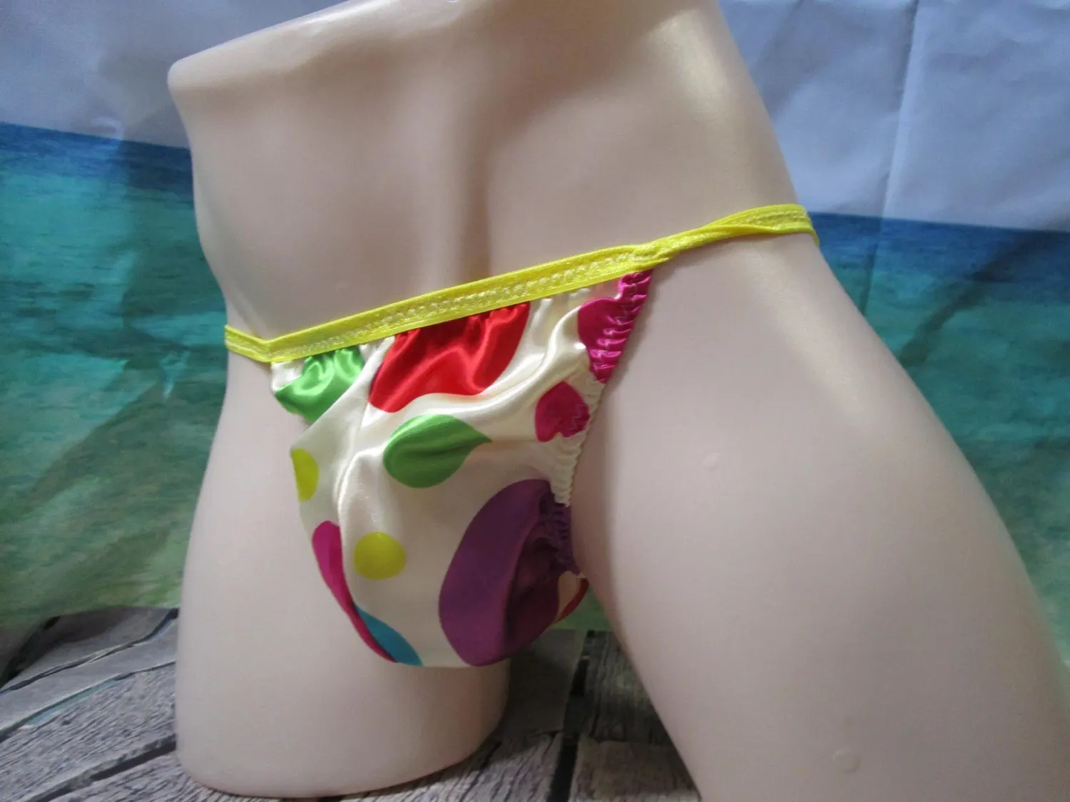 Satin Prints Classic Full Rear String Bikini, Contoured Front