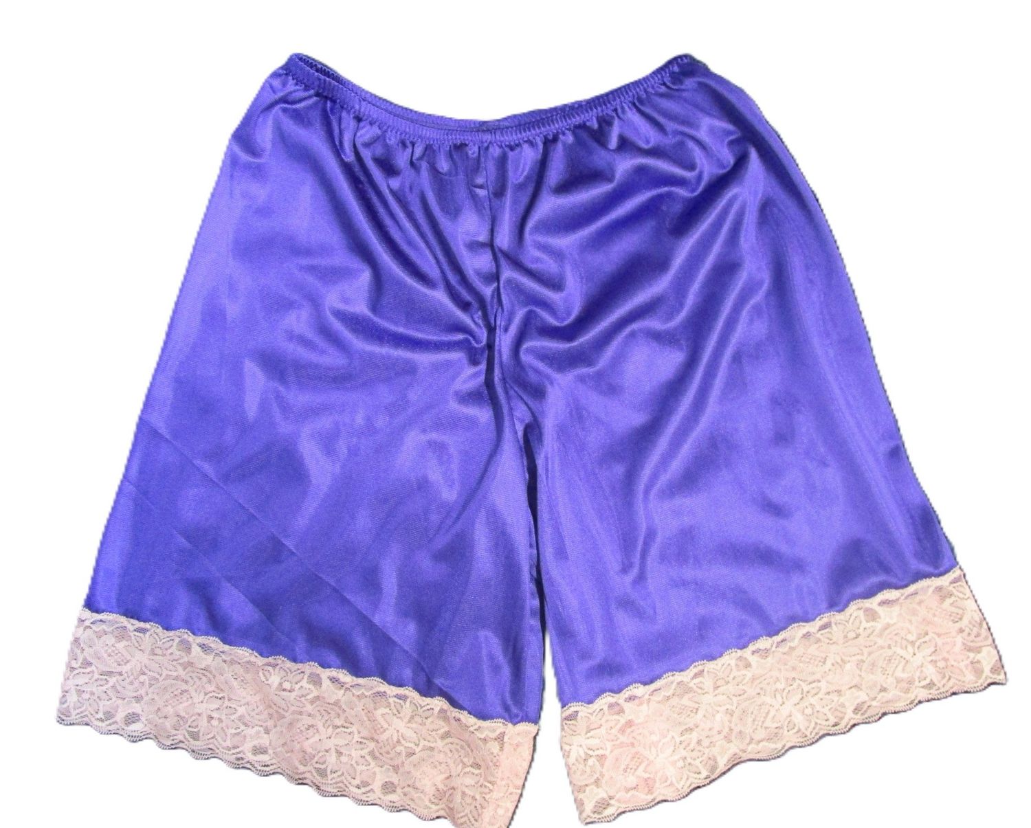 Nylon Tricot Bloomers for Men, 6&quot; Inseam, At the knee Knickers, Lace Trim