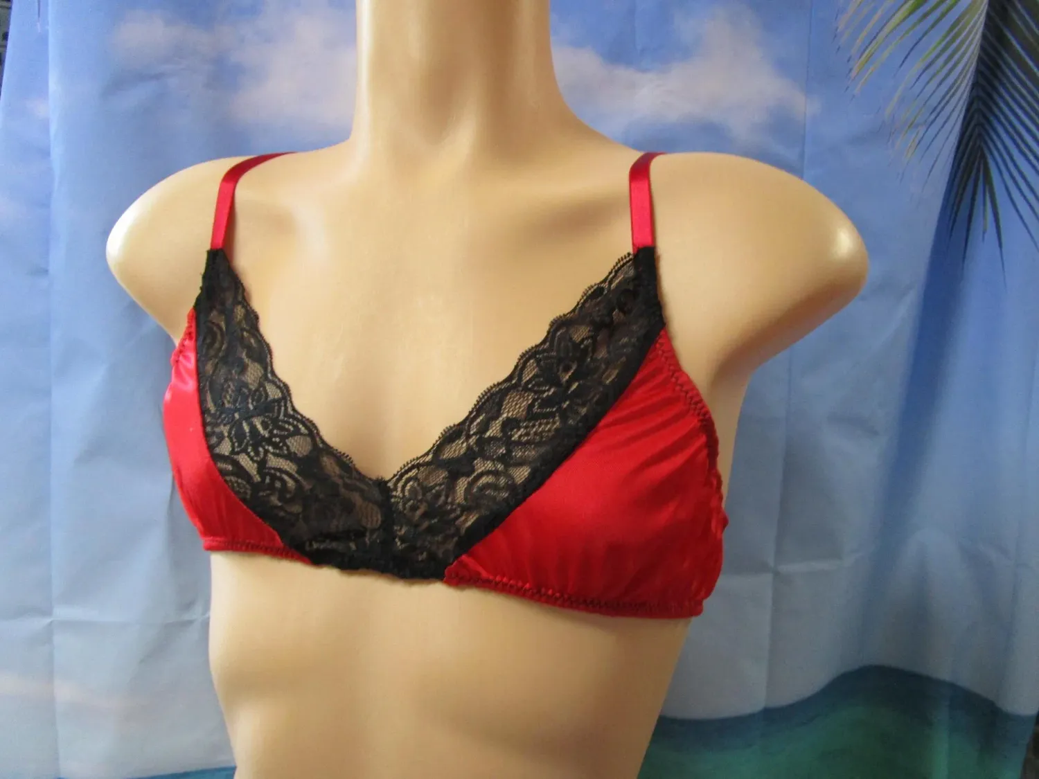 Nylon Tricot No Cup Bra, Lace Trim, Hook &amp; Eye Back, Adjustable Straps