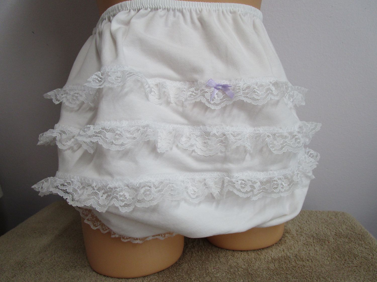 Nylon Tricot High Waist Brief, Medium Man Front, , 12&quot; Sides, 5-6&quot; Crotch,  1&quot; Lace Rear &amp; Legs, Bow
