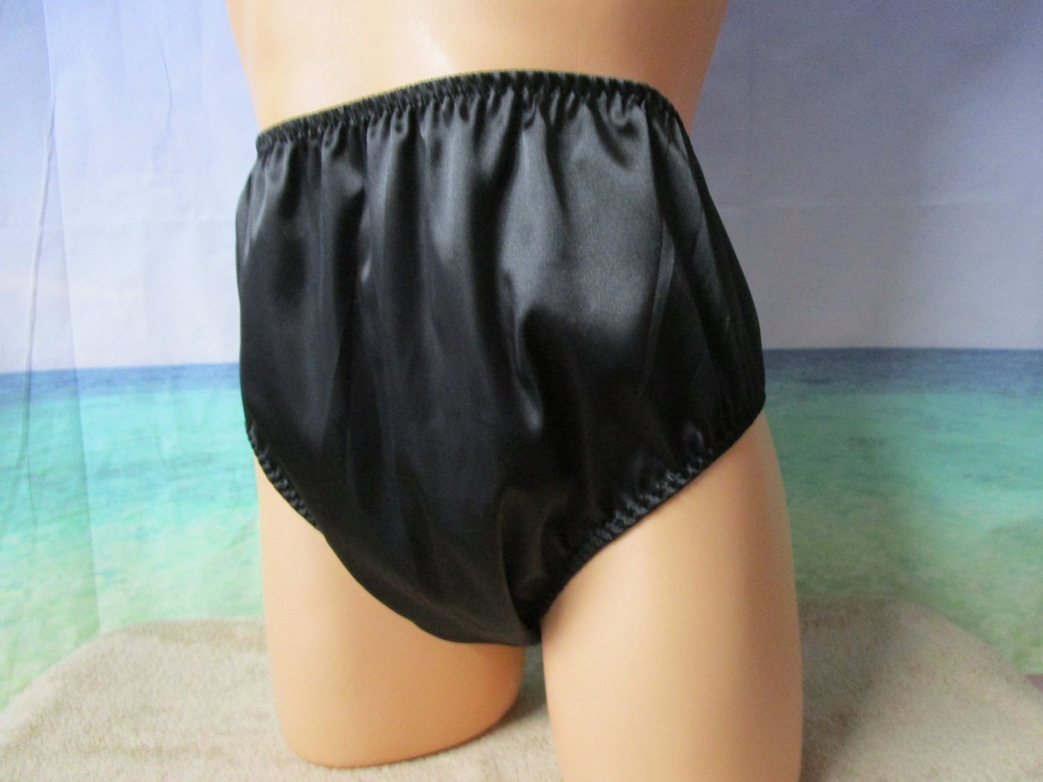 Satin High Waist Brief Panty, 12&quot; Sides Panties, 5-6&quot; Crotch