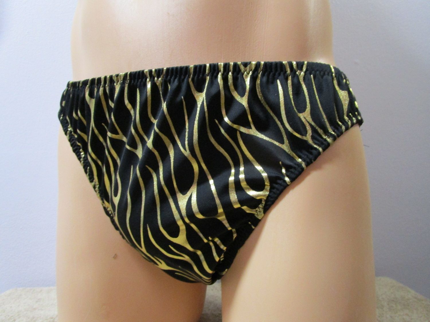 Metallic Spandex Prints Bikini, Medium Man, FOE Trim, Scrunch Option