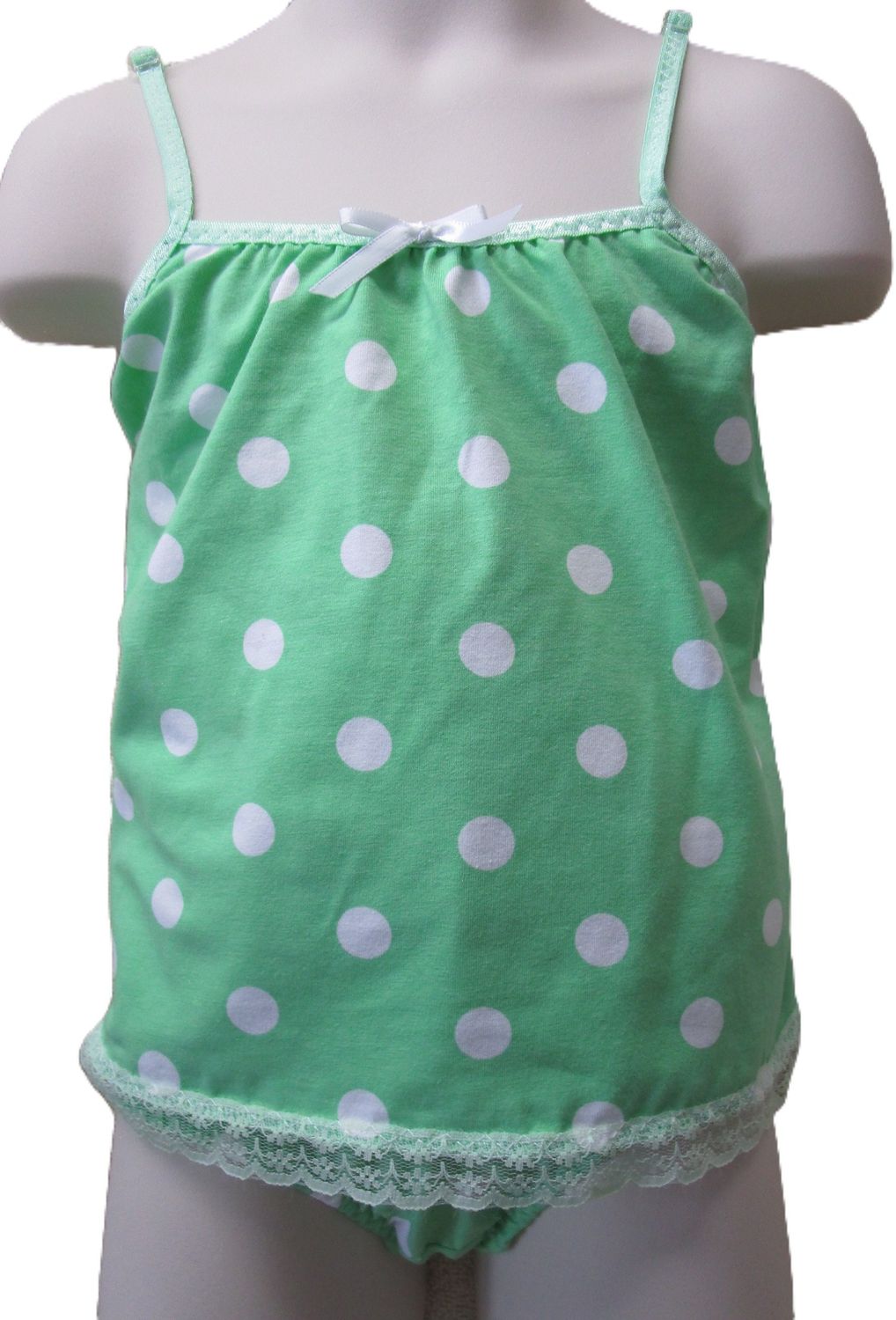 Polka Dot Cotton Knit Top &amp; Bottoms, Handmade Set, Fits Size 4T